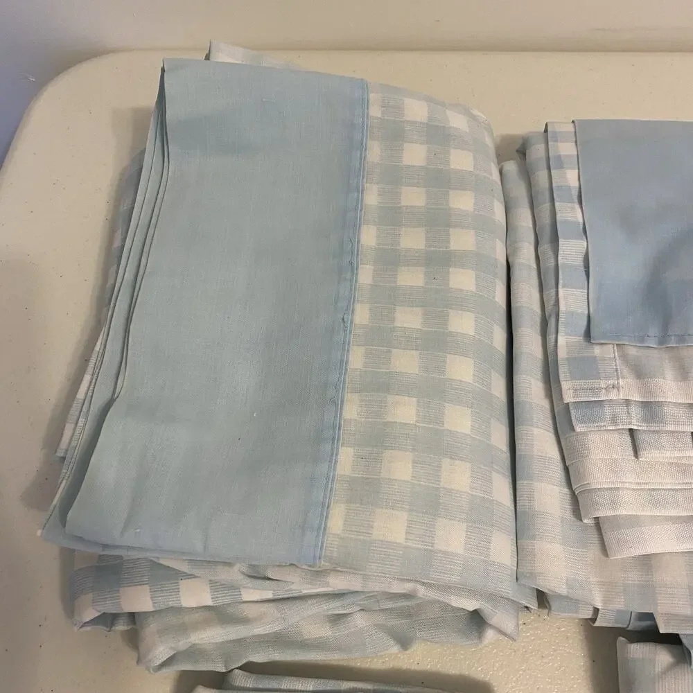 VTG Cotton Blend FullSize Flat Sheet Plaid Cottage Country Home 80x90” Set Of 4